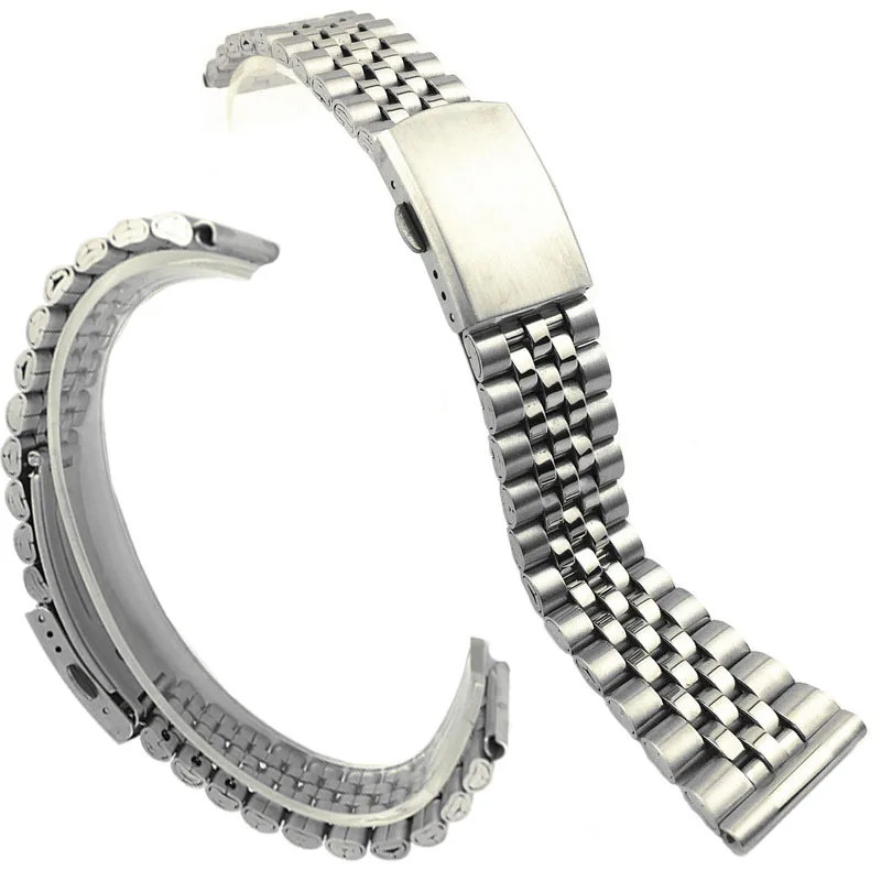 Double Deployant Piece Steel 5 Rows Watch Band 18mm 20mm 22mm Strap Belt & Tool