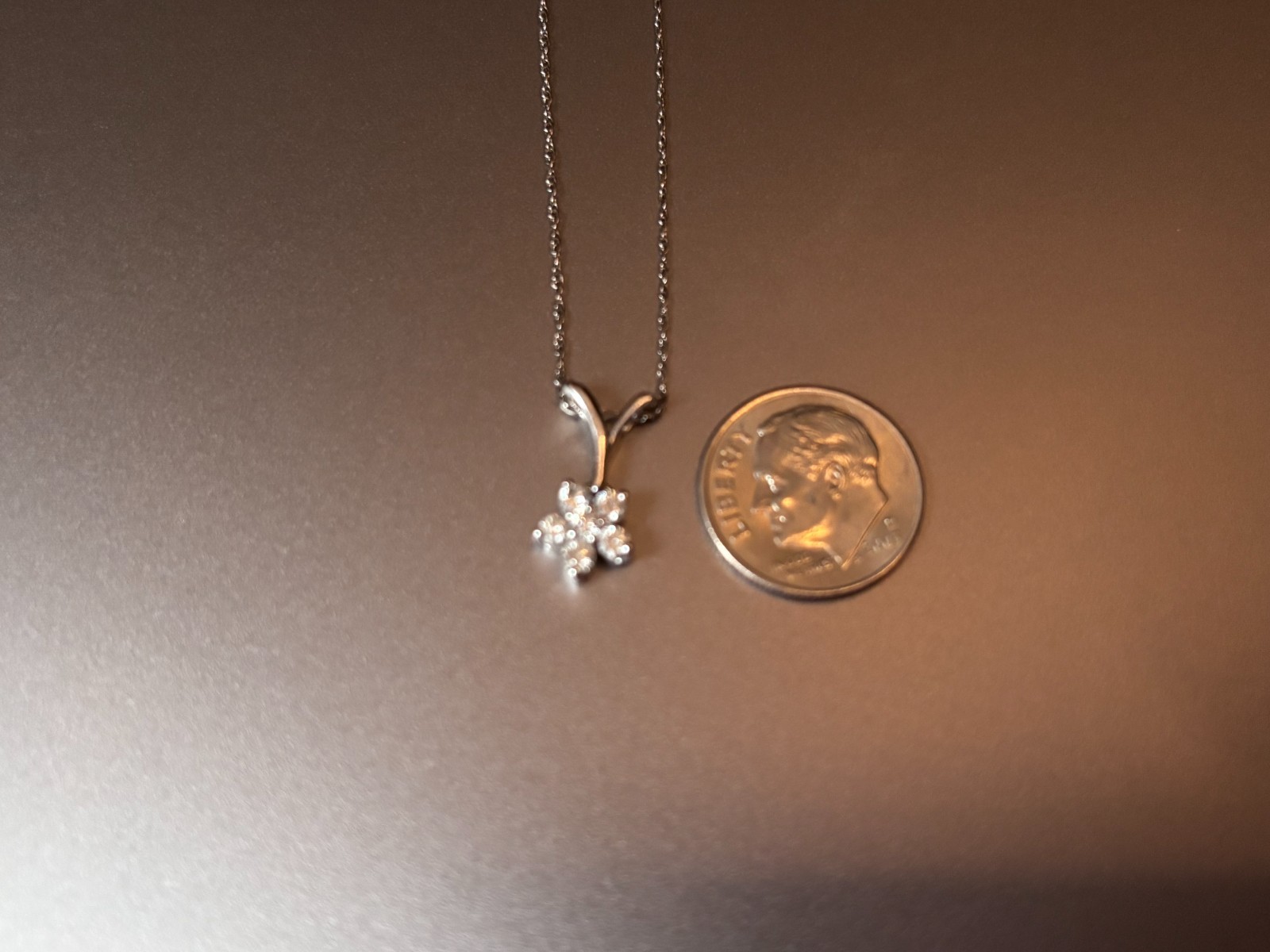 Solid 14K White Gold Diamond Flower Pendant Necklace – Stamped 585