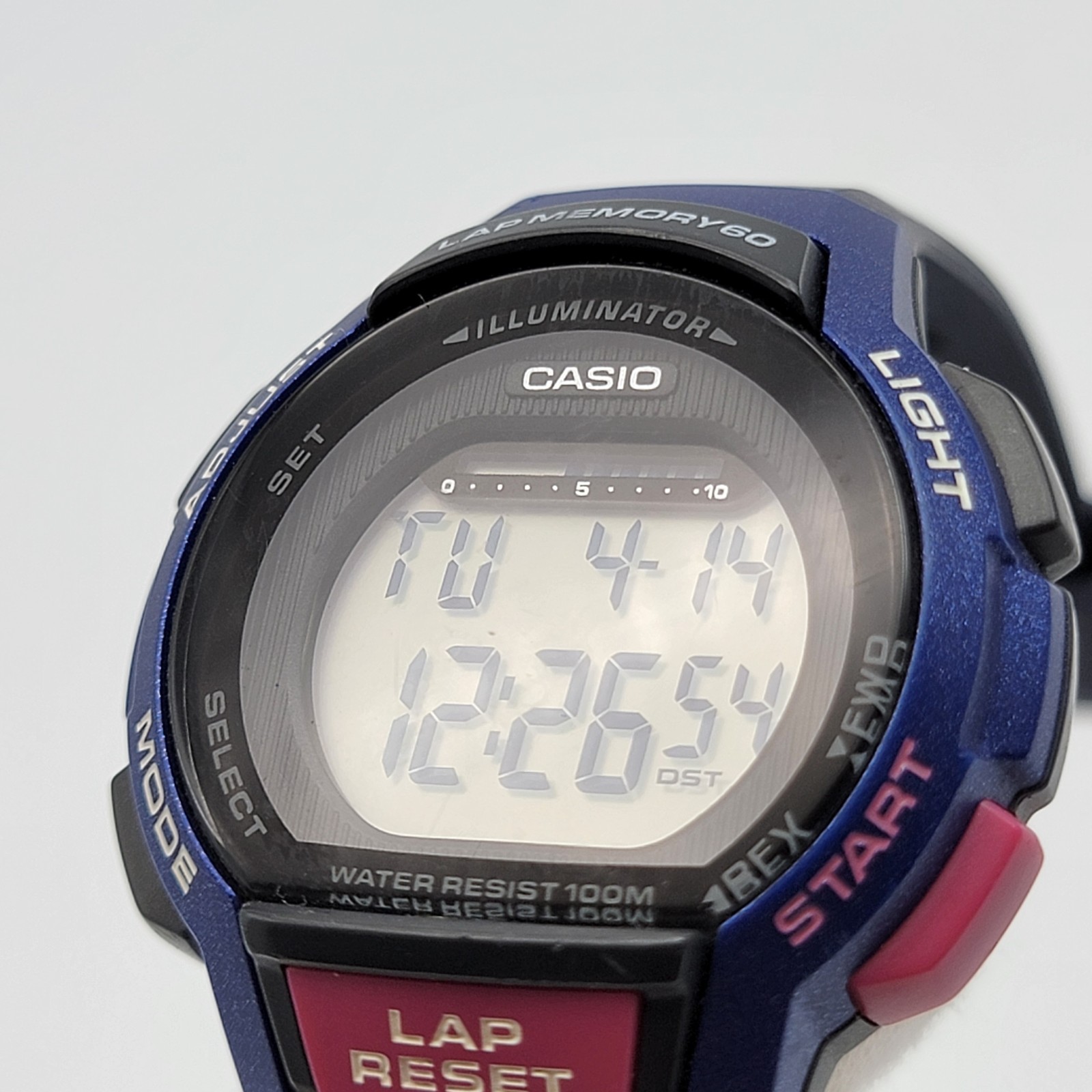 Casio Illuminator Women Digital Watch 37mm Chrono Blue LWS-1000H 10ATM , Runs