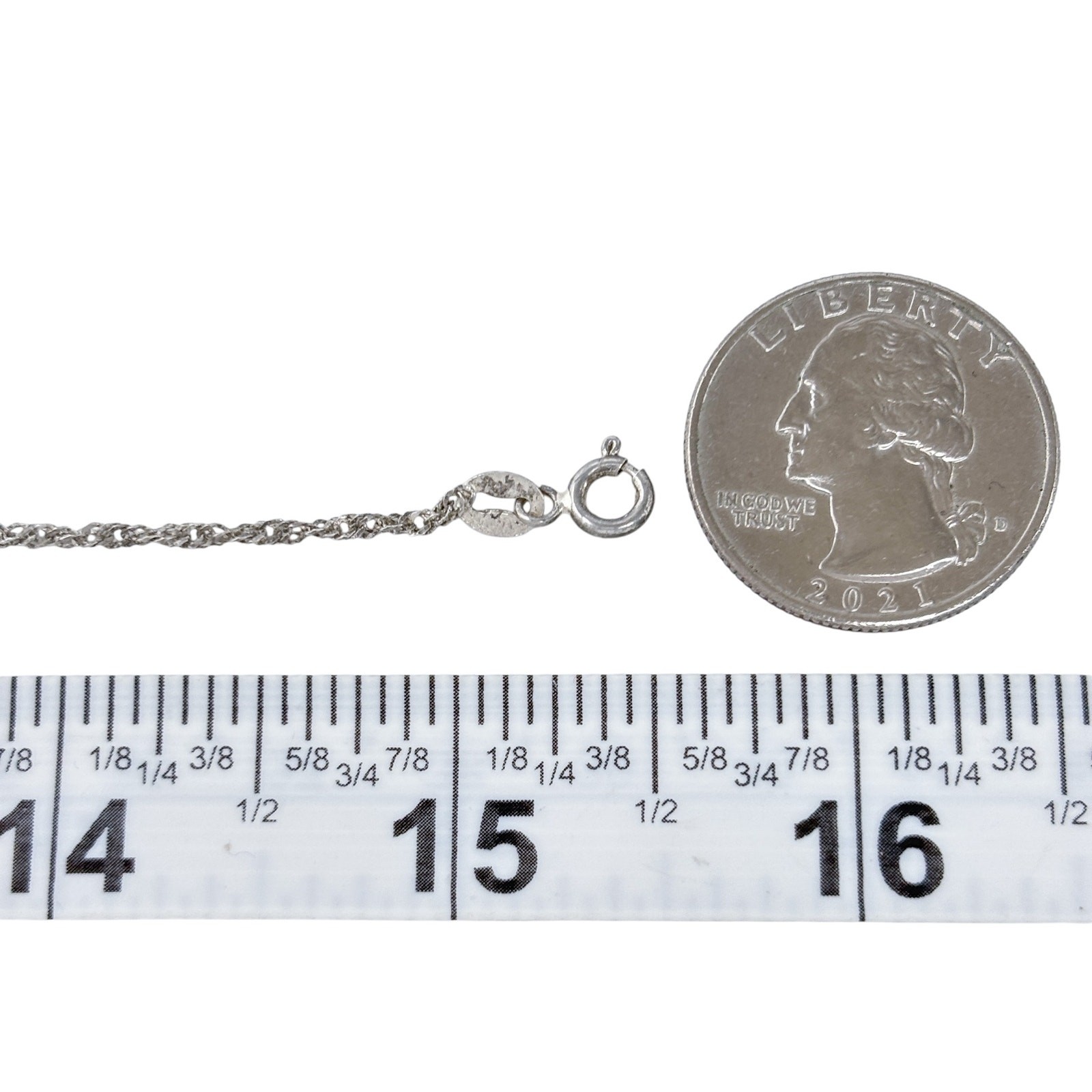 Vintage Sterling Silver 925 Singapore Link Chain Necklace 15.5″