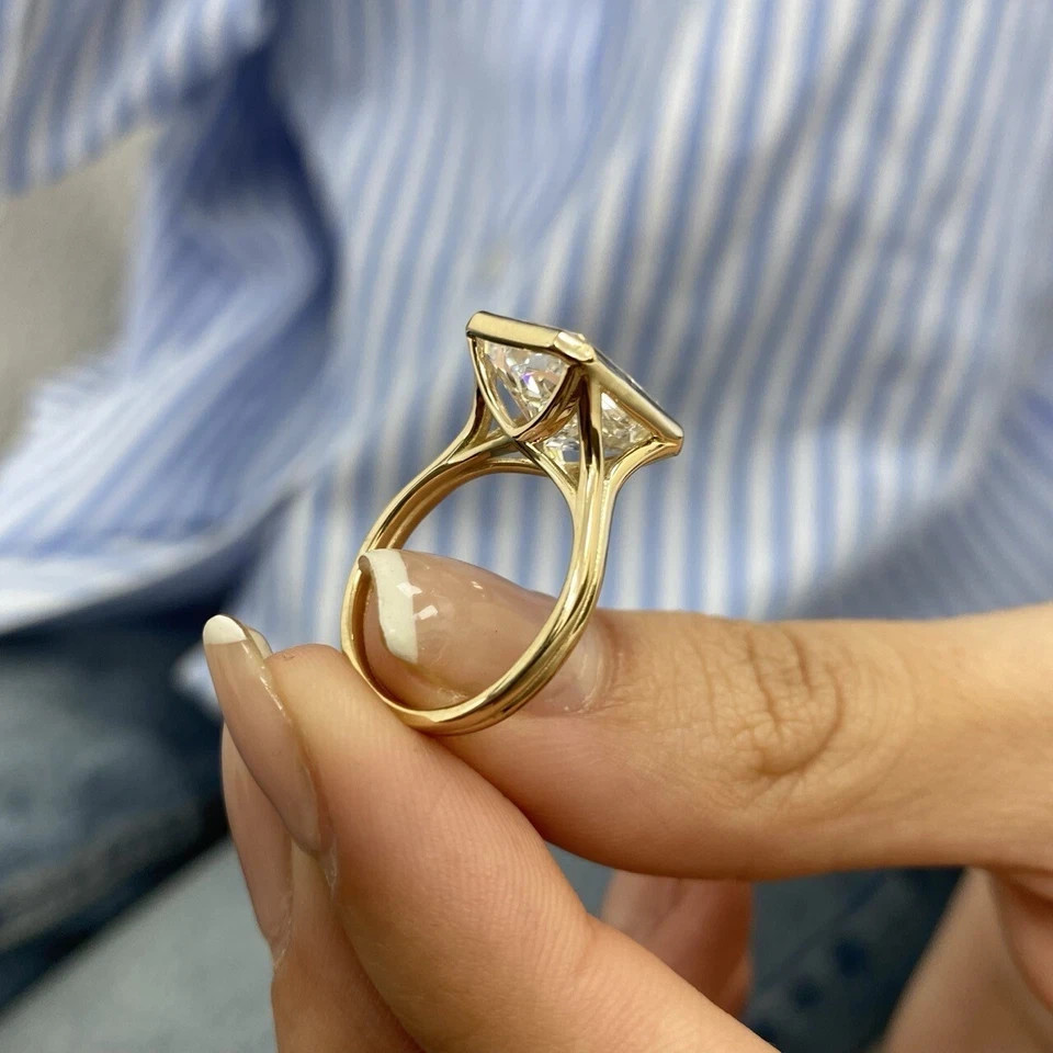 Radiant Cut Diamond Ring IGI Certified Lab Grown 14k Yellow Gold 6 Ct VVS E F
