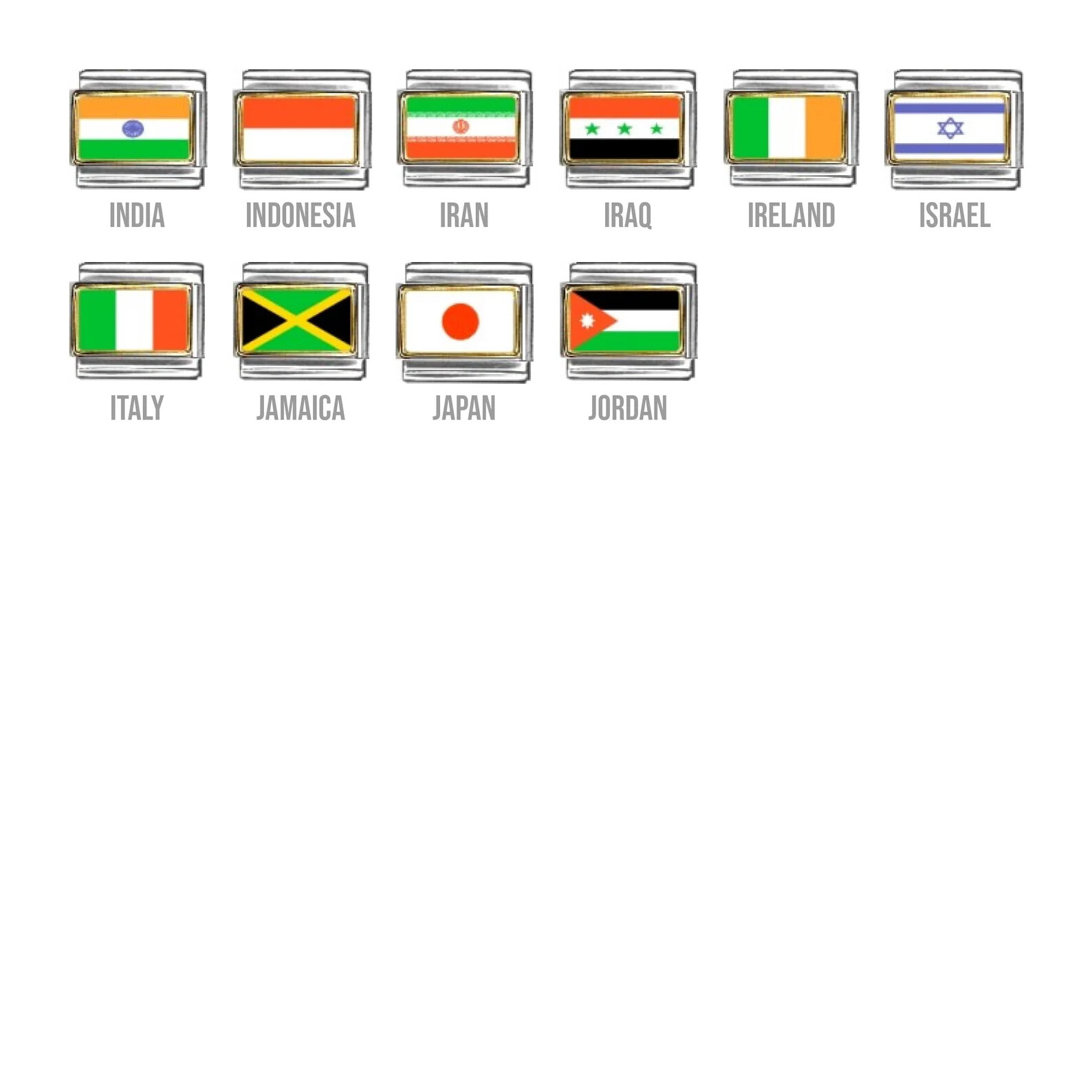 World flags Countries A-J 9mm Italian charms fits classic italian charm bracelet