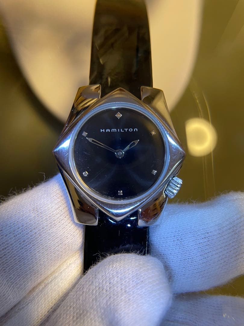 HAMILTON Vintage 6371 Ladies Black Dial Quartz Working | From JAPAN