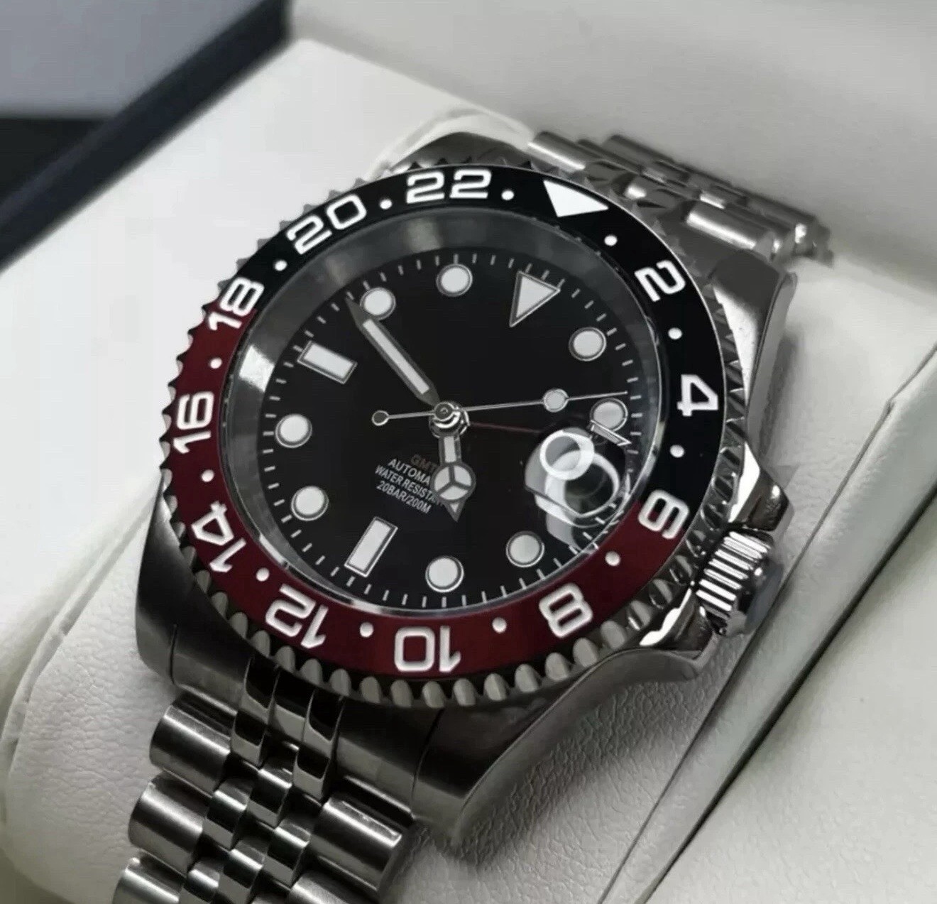 Custom 40mm “Coke” GMT Style Sub Mod Watch Jubilee Bracelet w/ NH34 Automatic