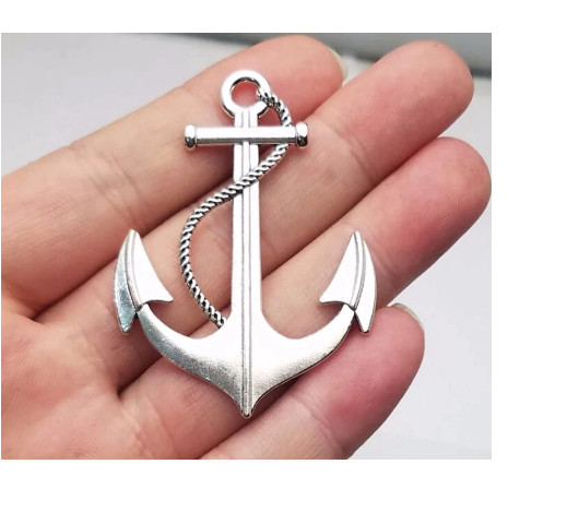 large ANCHOR NAUTICAL pendant 24″ 925 Sterling Silver plated Necklace men women