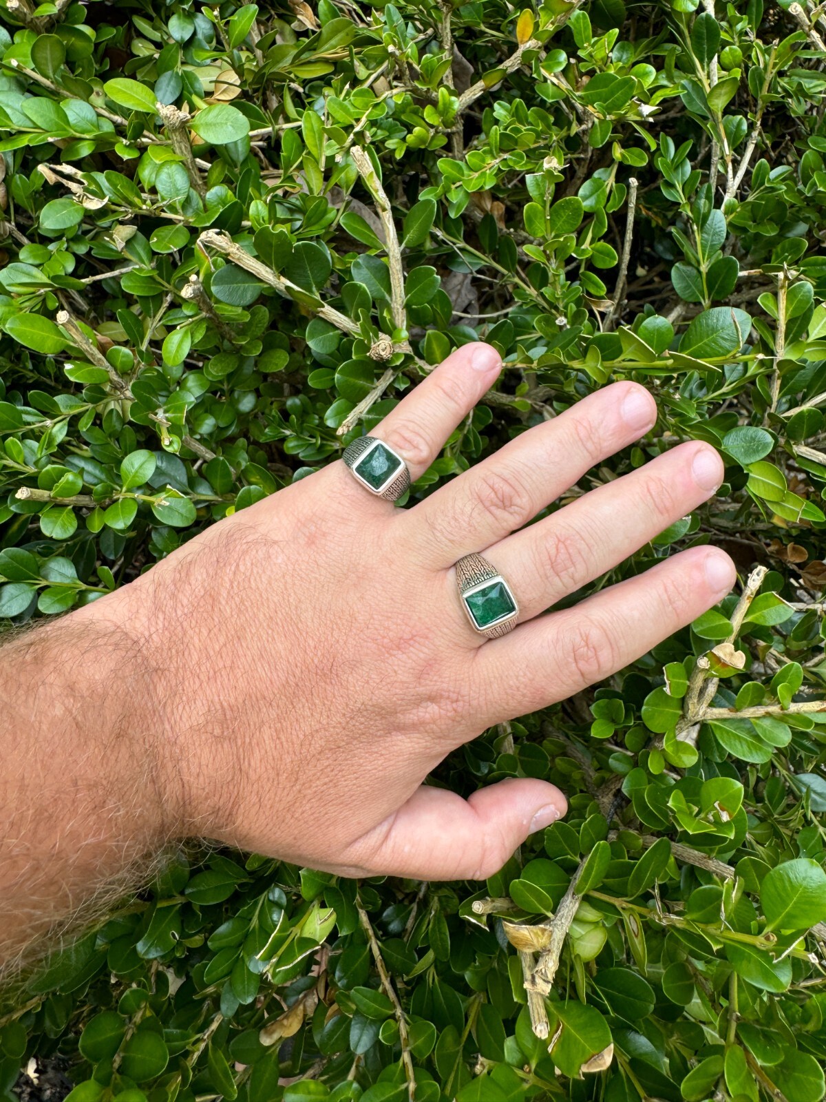 6ct Natural Green Emerald Real Genuine Gemstone Mens Real Solid 925 Silver Ring
