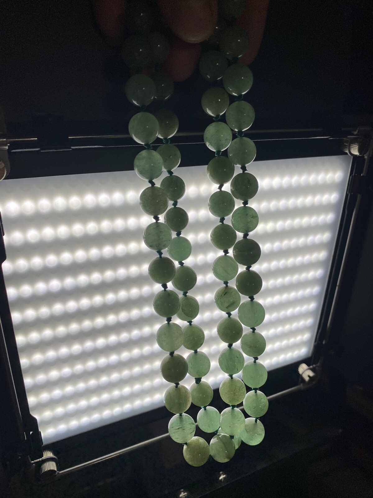 Nature Green Jade 翡翠玉 Round Gemstone 61 Beads Long Necklace 33 inch 10 mm 140g#1