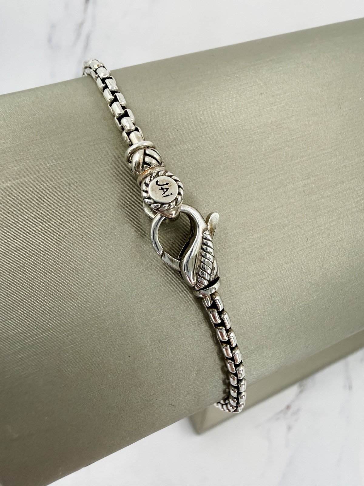 JAI John Hardy Sterling Silver 925 LOVE Block Bead Box Chain Bracelet 8″