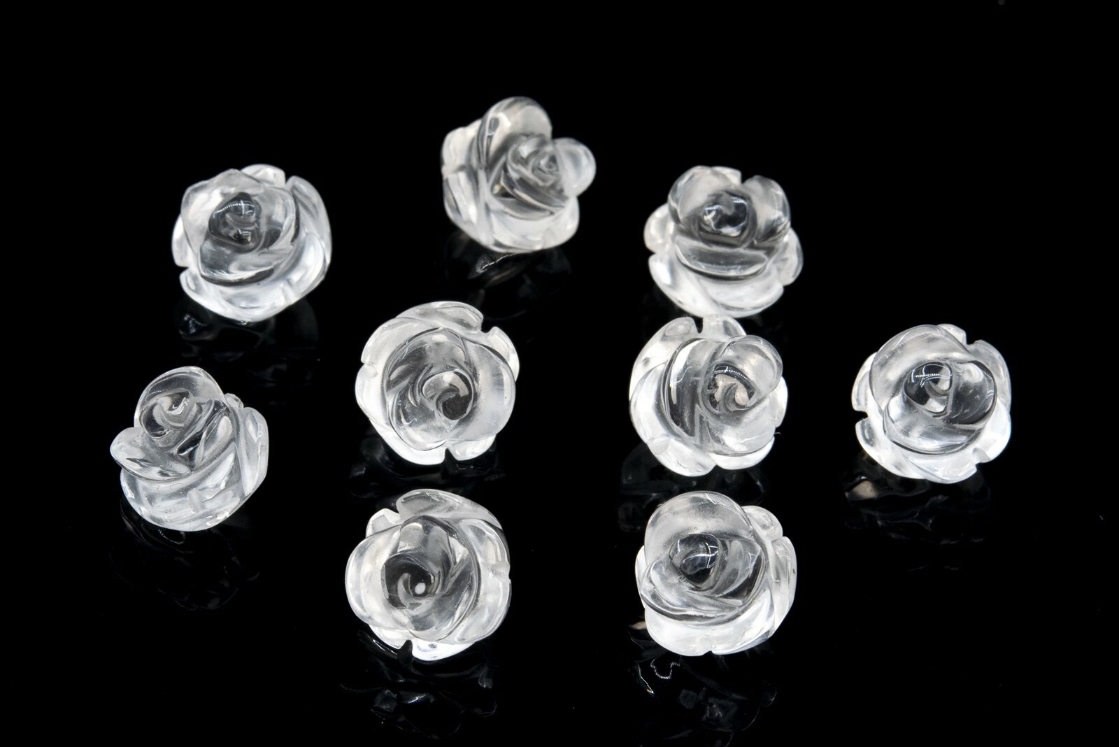 5 Pcs Crystal Clear Quartz Rose Carved Bead Grade AAA Natural Beads 8/10/12/14MM