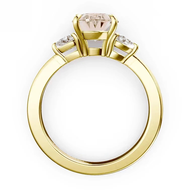 18k Yellow Gold IGI Lab Created Fancy Vivid Pink Diamond Ring 3.20 Ct Oval Cut