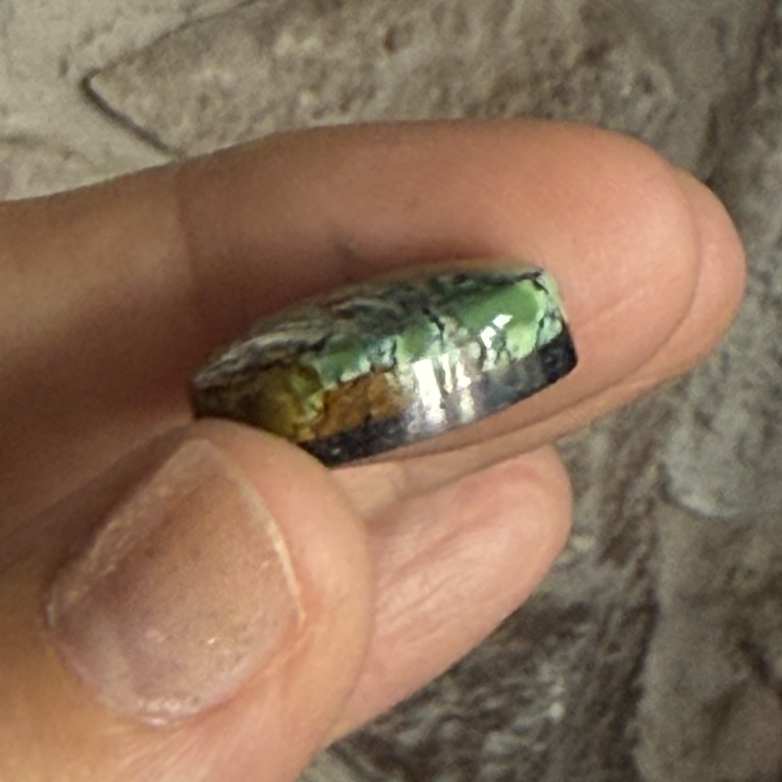 14.10ct 18.7c14.7×6.5mm Green Qingu Mine Turquoise Oval Cabochon Backed Stone