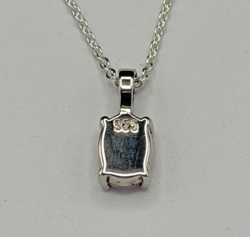 Sterling Silver Lab Pink Opal Pendant Necklace 18″ 3.2g NWT Gift Box