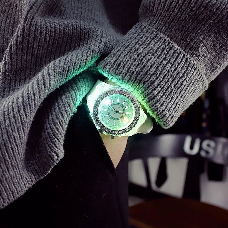 Light Flash Luminous Watches Women Men Boys Girls Silicone Wrist Watch