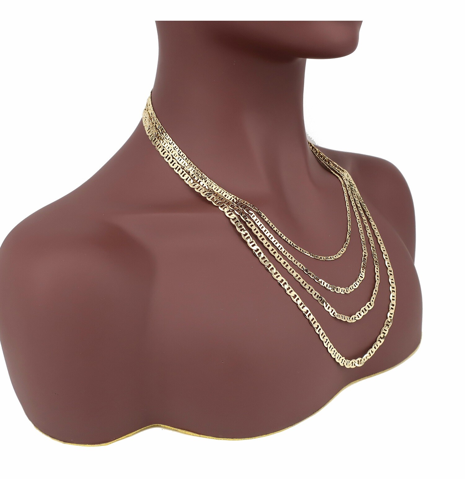 Yellow Mariner Anchor link Chain 3mm to 6mm Necklace Bracelet 14k Gold Plated