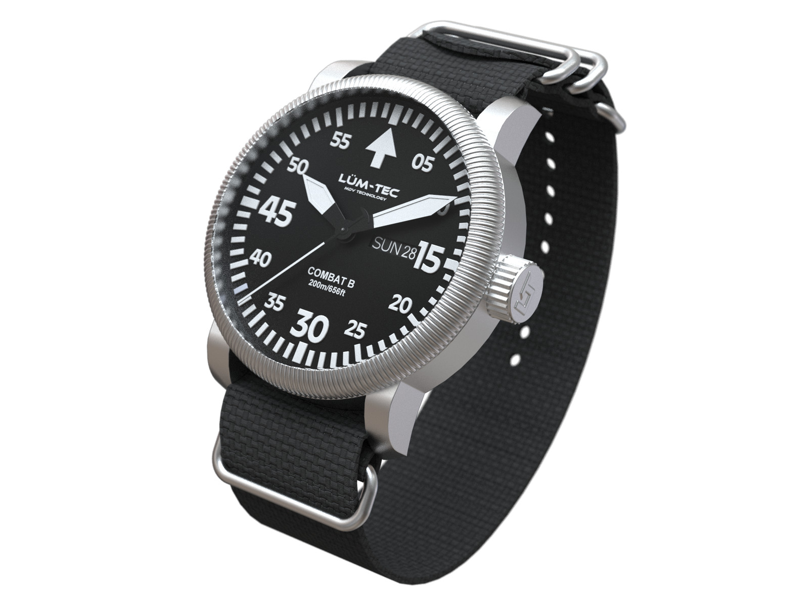 Lum-Tec Combat B67 Day/Date watch, 2-yrwarranty, USA Made, 2 straps, 43mm, NIB