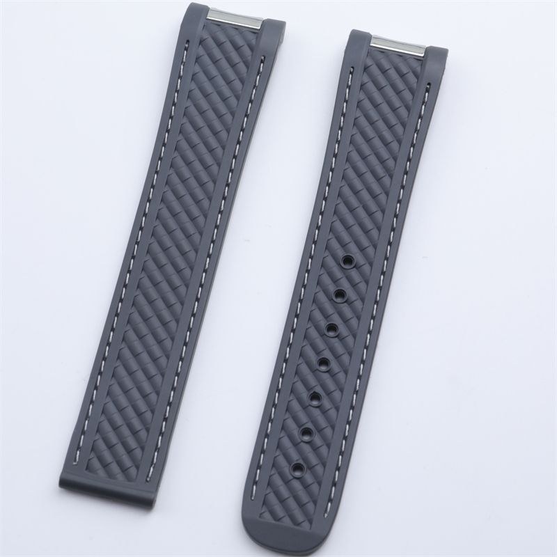 20mm Gray Silicone Rubber Strap Band Fits Omega Aqua Terra 150M 41mm Watches