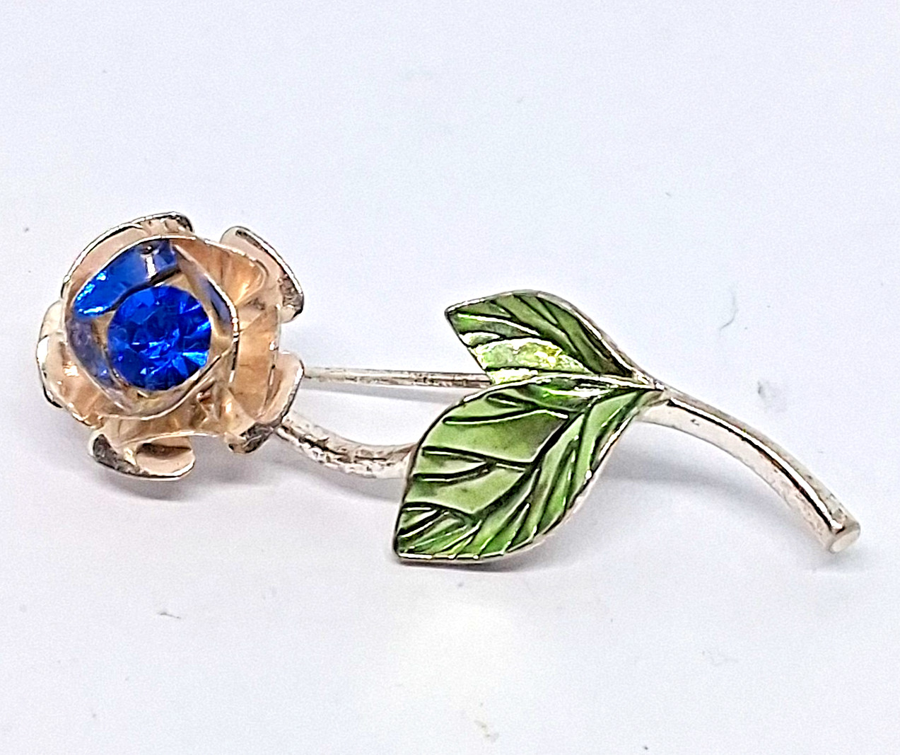 Avon Birthstone Rose Pin September Blue Sapphire Rhinestone