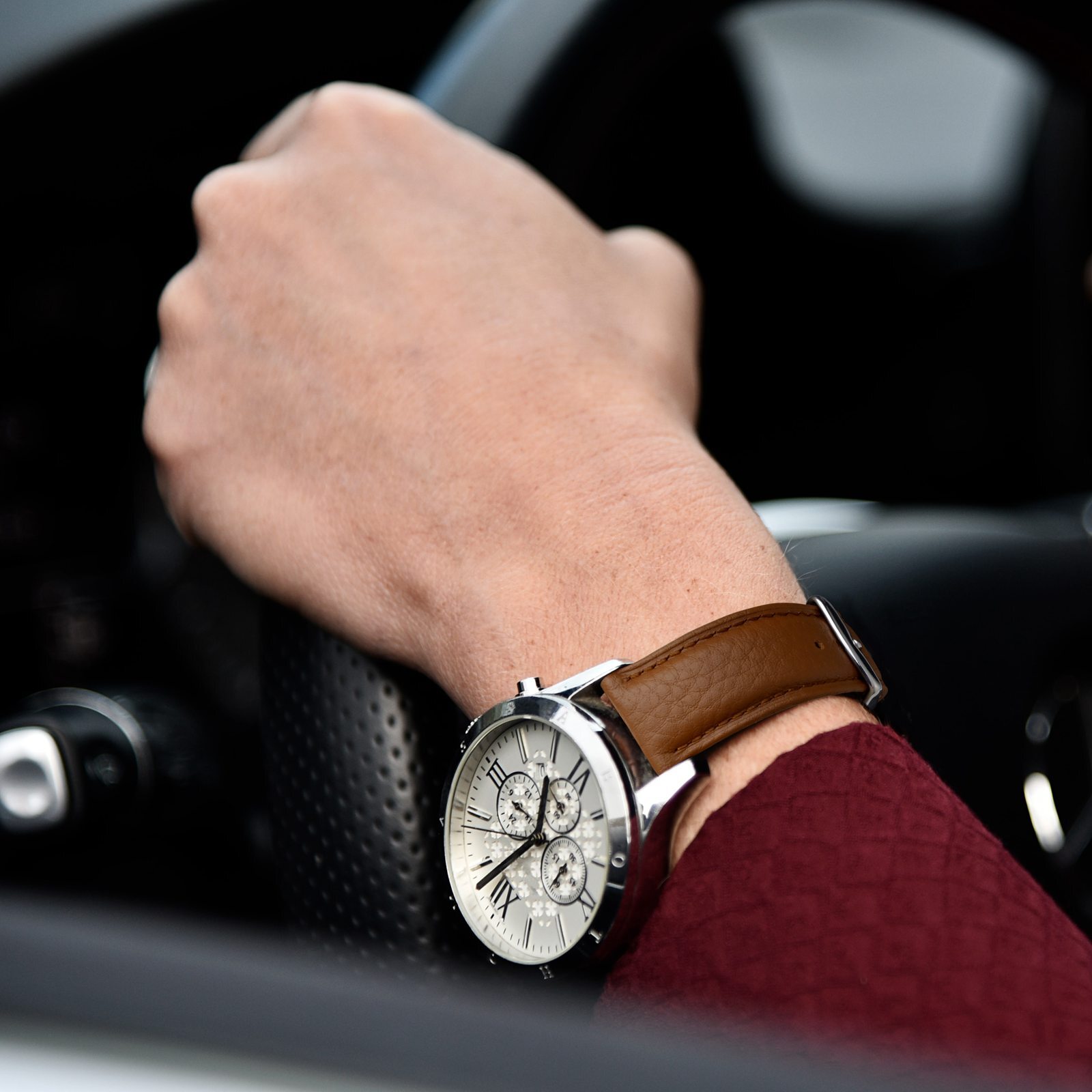 ANNEFIT Watch Band Quick Release Textured Padded Leather Straps 16mm-22mm