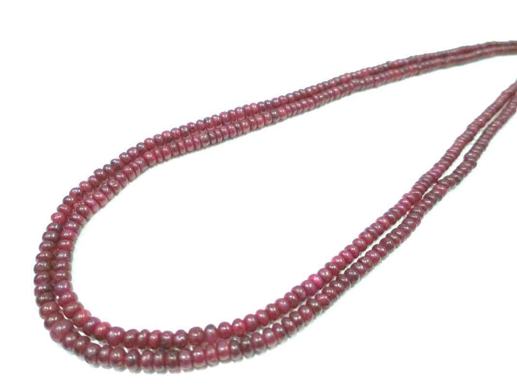 Natural Red Ruby Rondelle Smooth Gemstone Beads 3.5-5.5mm 18″Inch, 1 Necklace AG