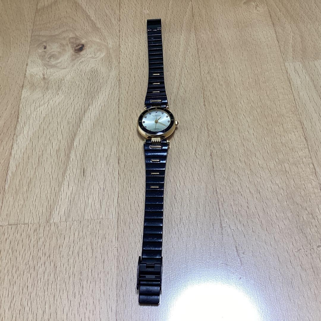 Aureole Quartz Black Dial Women Wristwatch