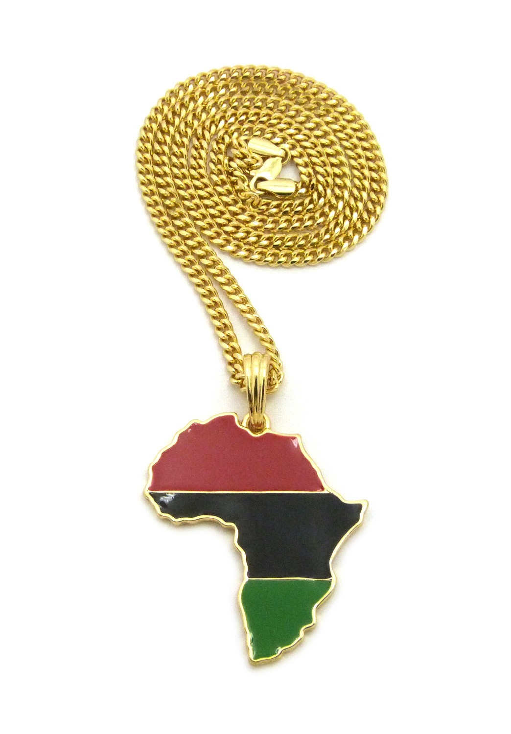 Traditional Africa Map Red,Black,Green Pendant 24″ Various Chain Necklace XTP65