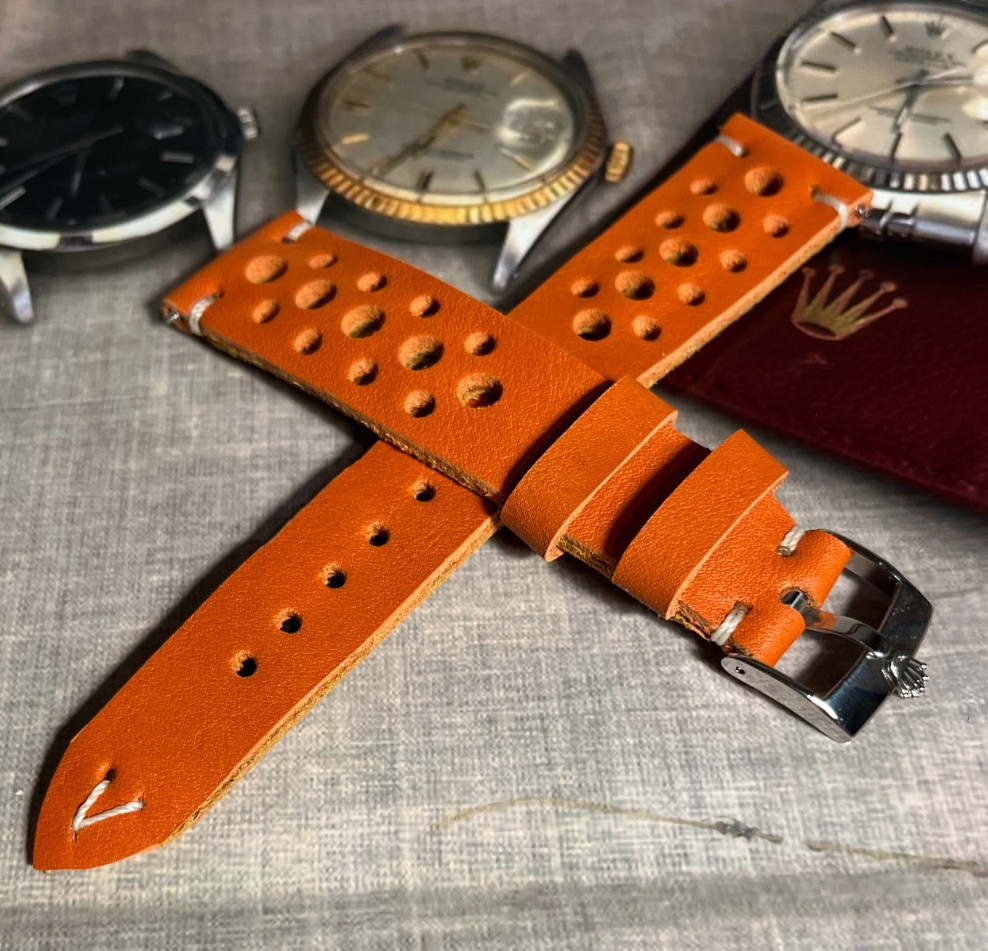 Silver Buckle To Fit Rolex,Swiss Made with H/M Italian Leather/Suede Watch Strap