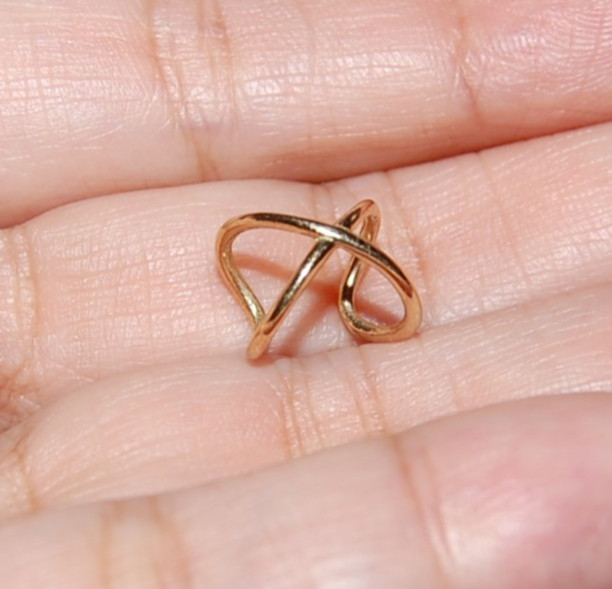 10K Solid Yellow Gold Hoop Earrings Infinity Ear Cuff 100%AUTHENTIC 10KT Stamped