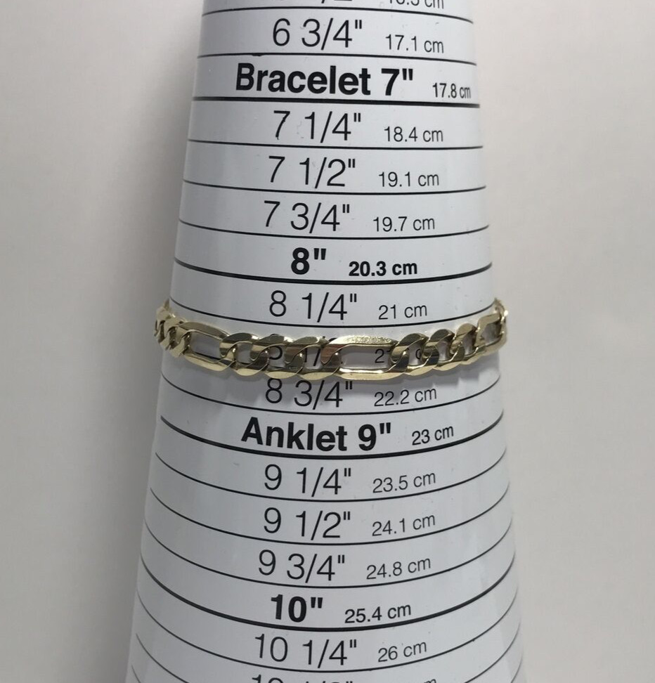 Vintage Solid 10k Yellow Gold Figaro Bracelet 8.75″~7.60MM Signed “PGDA”