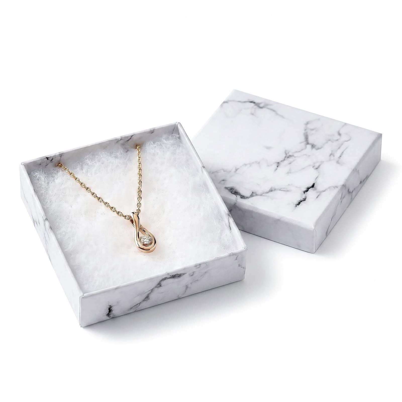 Jewelry Gift Boxes 100 Pack Cotton Filled Marble White Boxes
