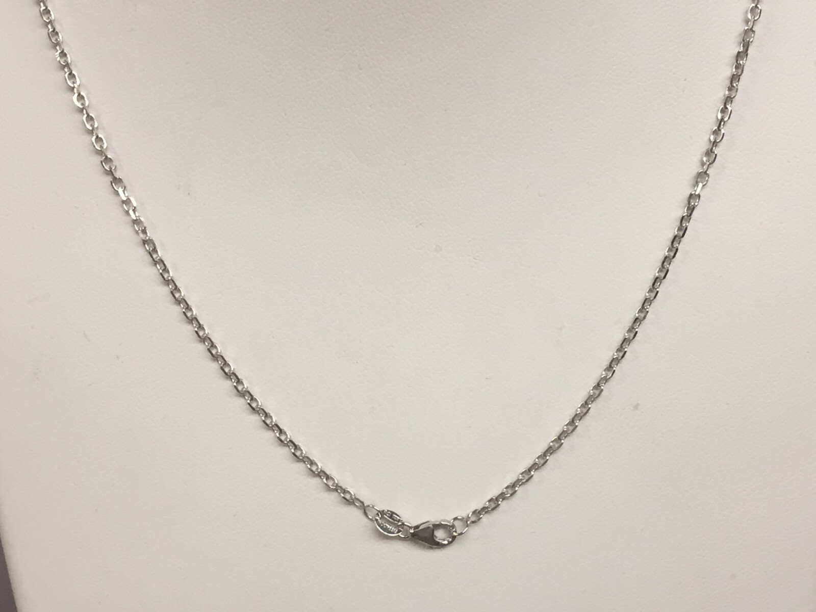 18k White Gold 18″ Solid Cable Link Pendant Chain/Necklace 1.4 mm 3 grams