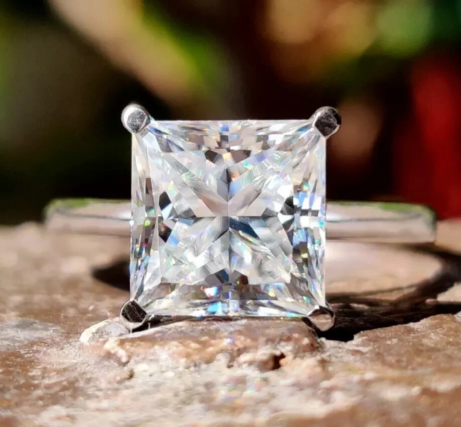 2.80 Ct Certified Princess Cut White Diamond Ring 925 Silver