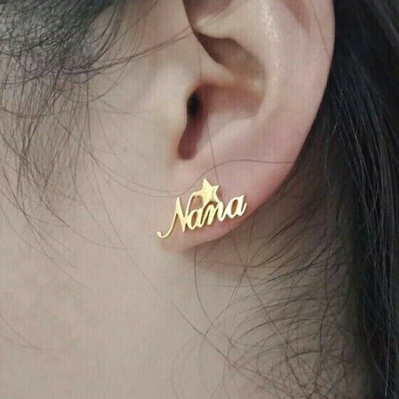 2pcs Name Symbol Earrings With Box Custom Star Moon Heart Women Gift Jewelry