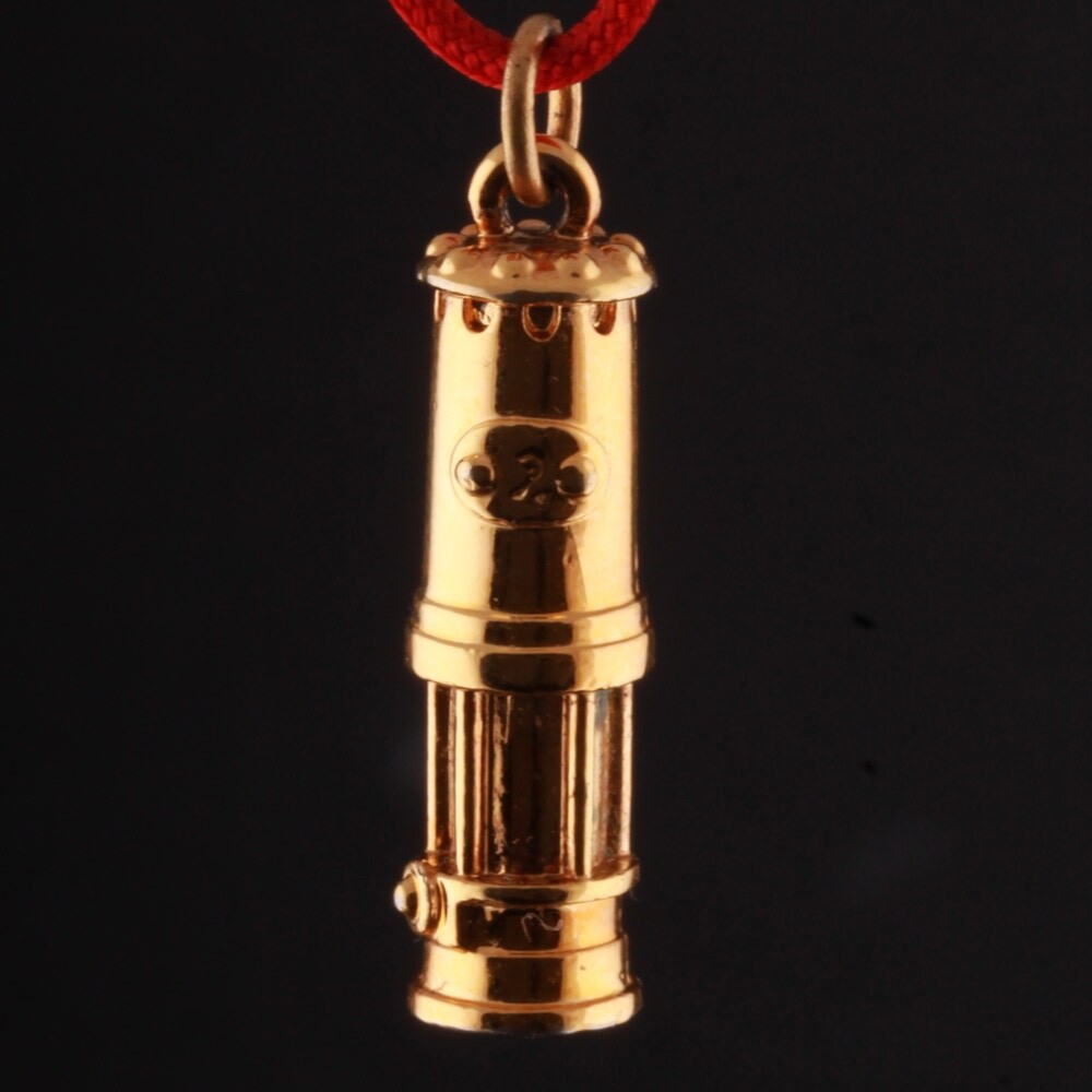 Gilded Minelamp with Red Georg Jensen Cord, 36 cm.