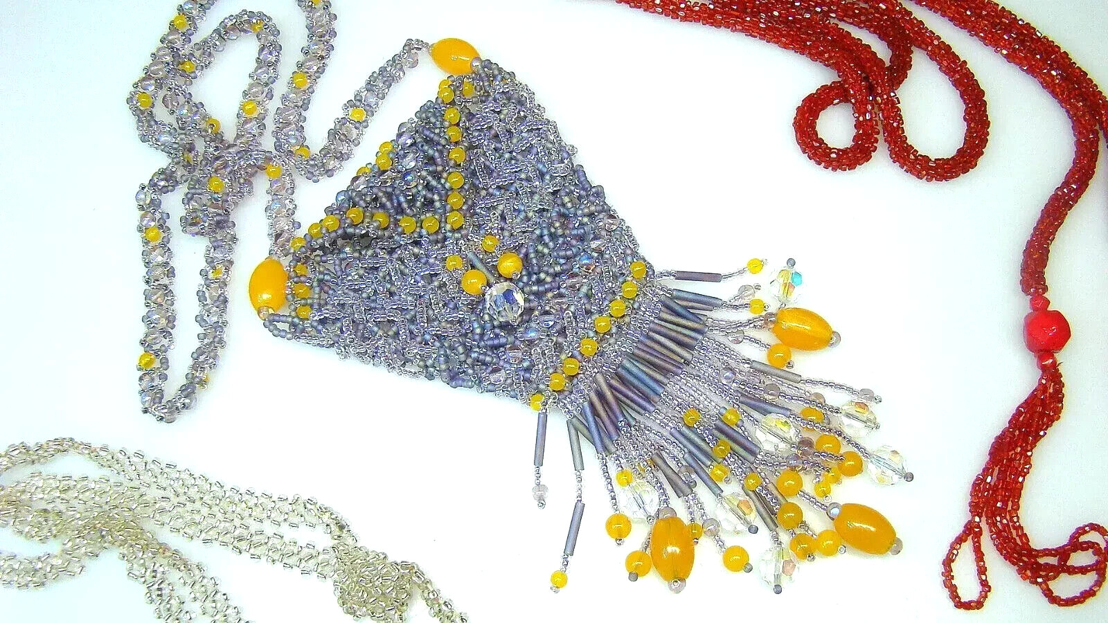 Art Deco Beaded Jewelry Sautoir Bead Necklaces Fancy Vintage Lot
