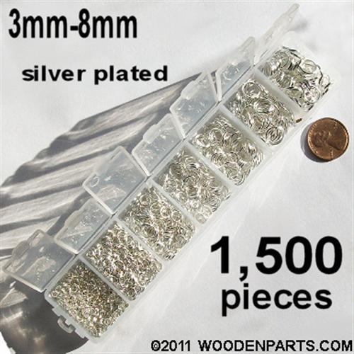 1500x Silver Plated Open JUMP RINGS boxed 3mm 4mm 5mm 6mm 7mm 8mm