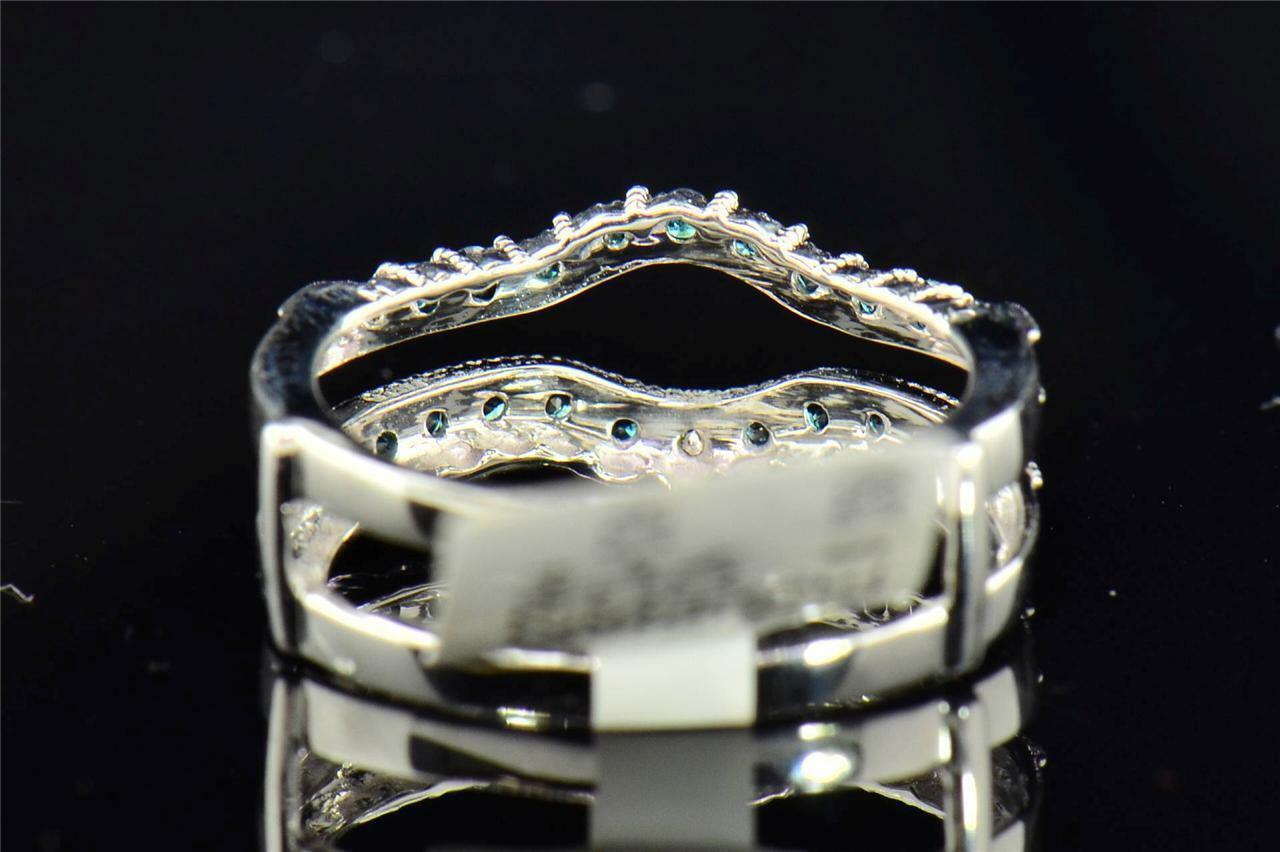 1.35Ct Round Blue CZ Solitaire Ring Enhancer Wrap Solid 925 Sterling Silver