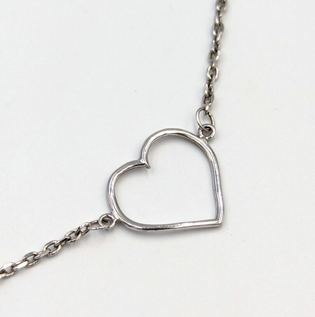 Fuzion Creations Sterling Silver Heart Stations Necklace 925 Marked 16.5″ Long