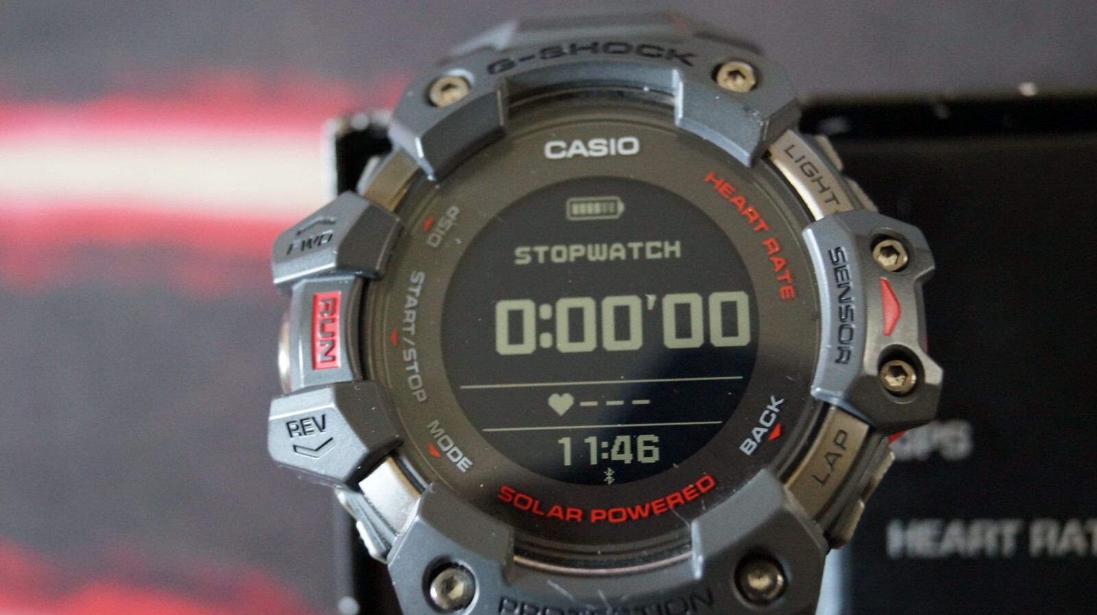 Casio G-Shock GBD-H1000-8 Quartz Watch 3475 54mm Grey Red case G-Squad solar