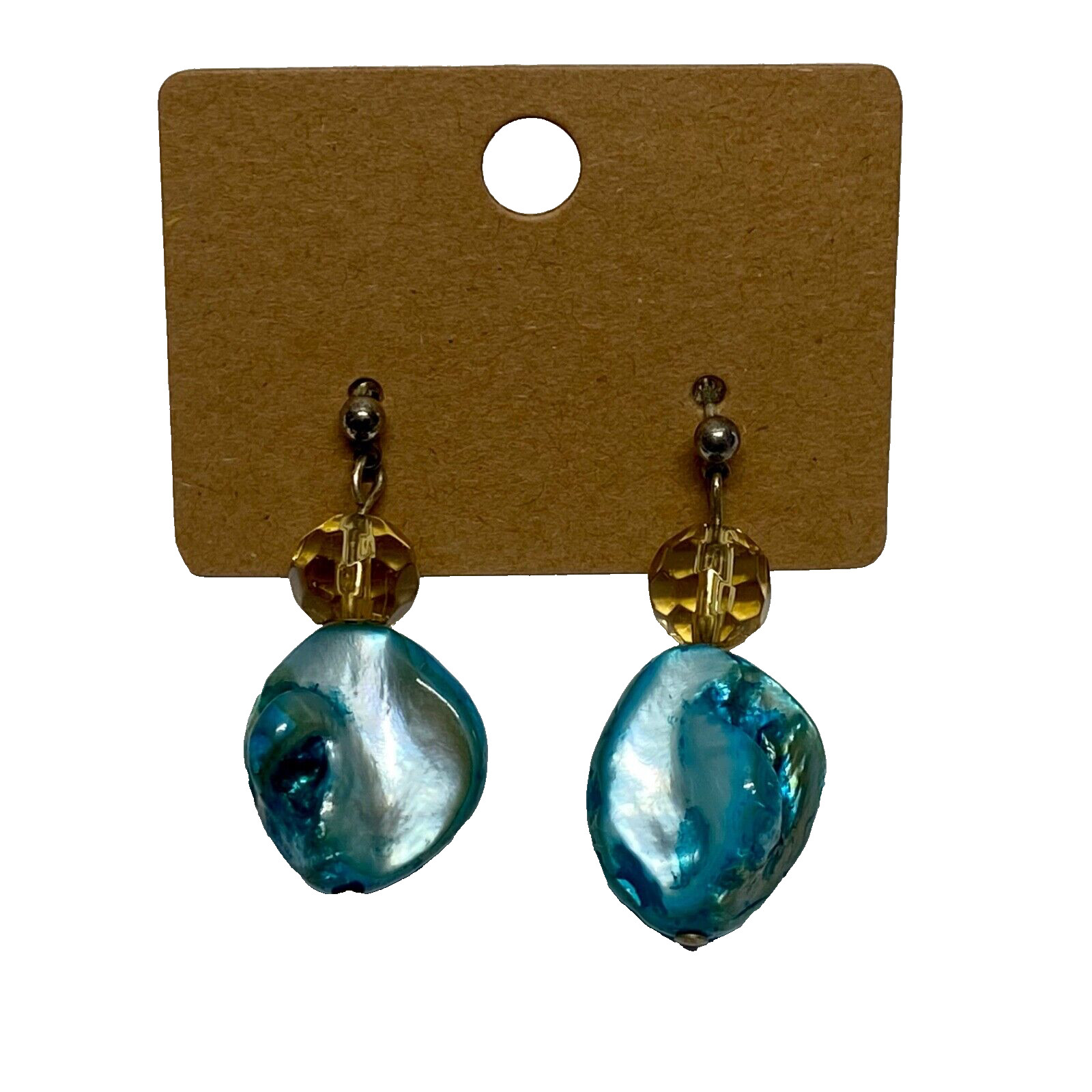 Turquoise Beaded Natural Ocean Beach Teal Sea Blue Dangle Drop Fine Earrings
