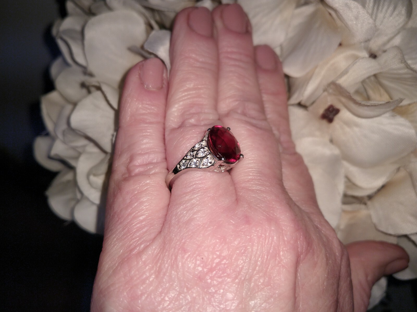 Deep Saturated 6.25 TCW of Ratnapura Hessonite Garnet/ ZirconRing/Plat/SS,sz 7.