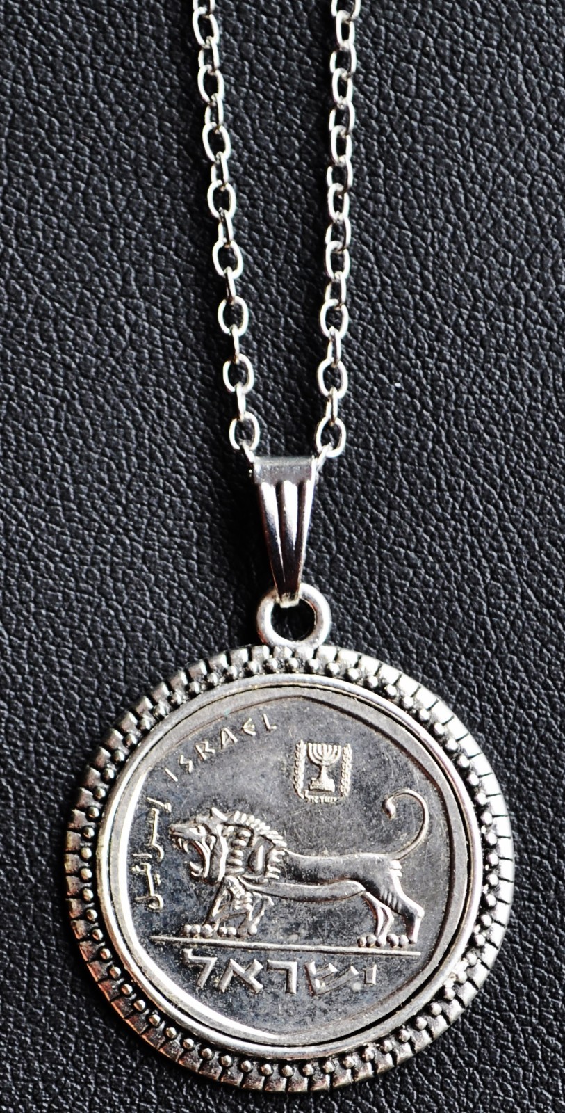 Israel Lion Coin Pendant Necklace