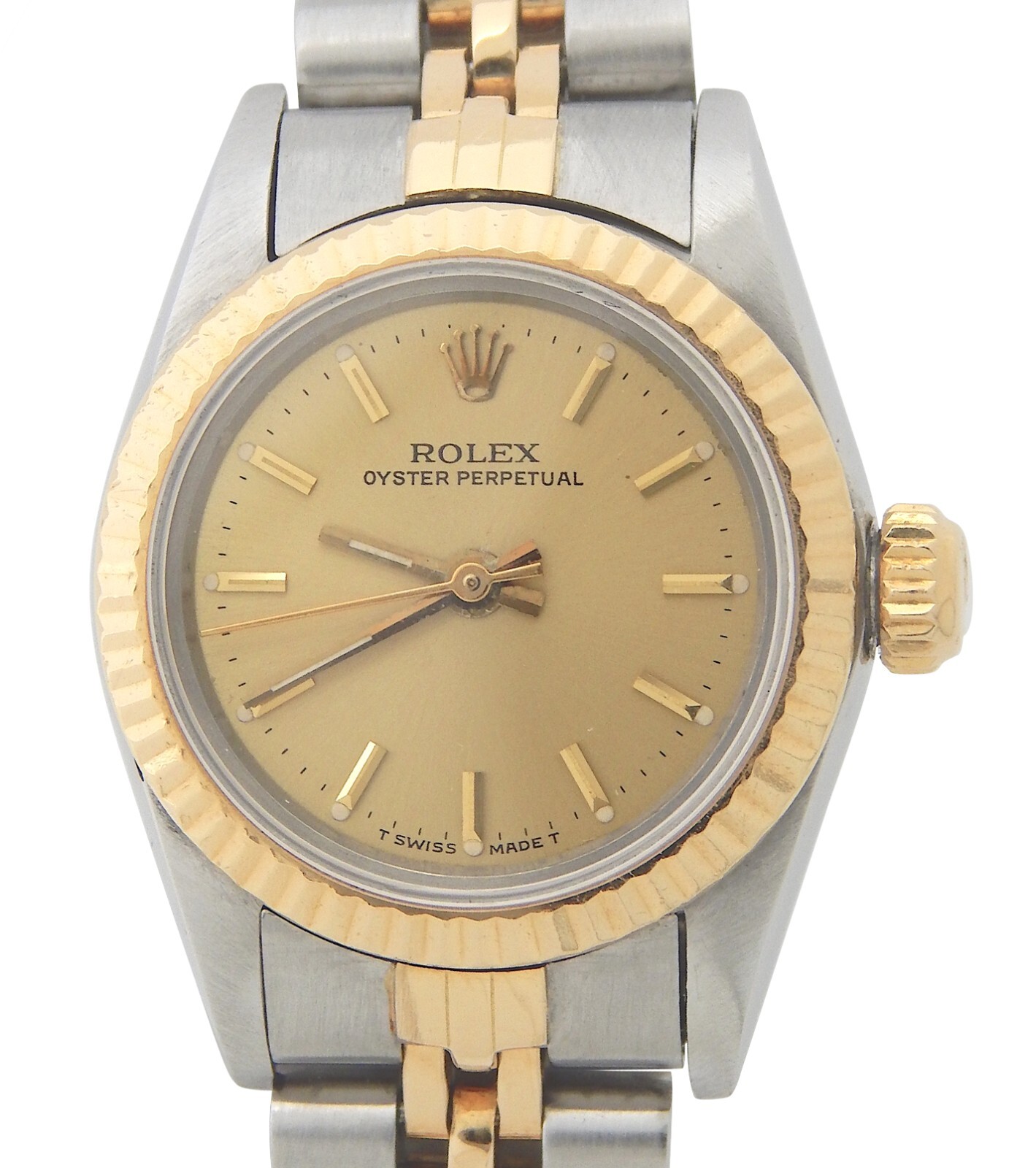Lady Rolex 2Tone 18k Gold/Stainless Steel 67193 Oyster Perpetual Watch Champagne