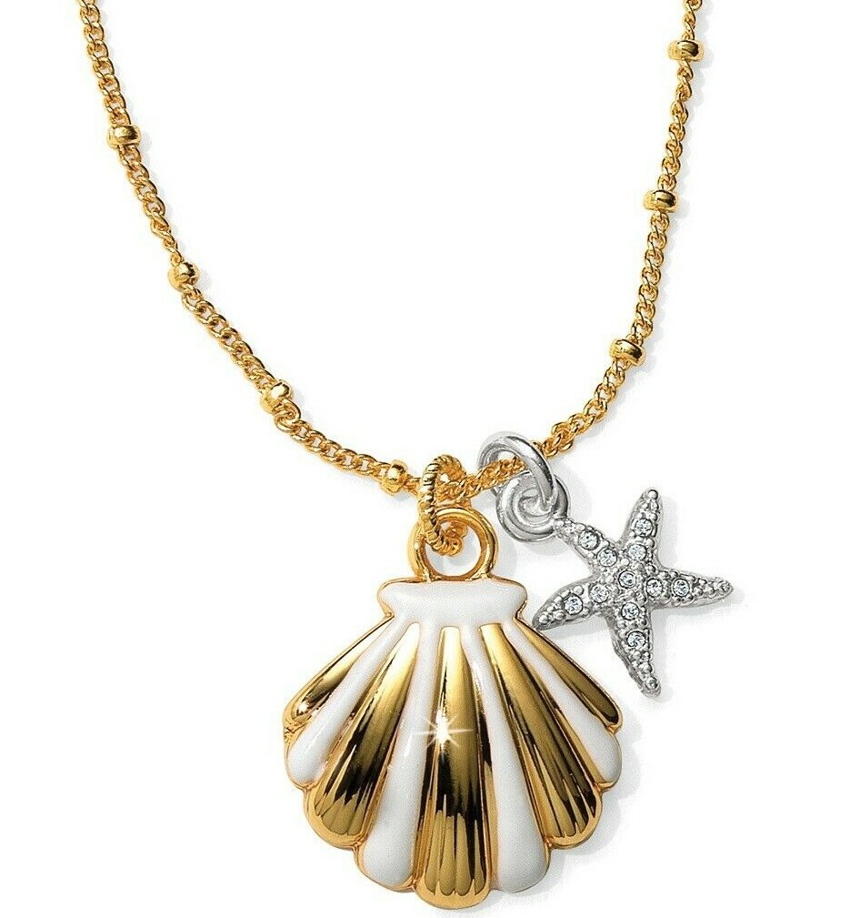 NWT Brighton SEA DREAMER SHELL Gold White Petite Pendant Necklace MSRP $50