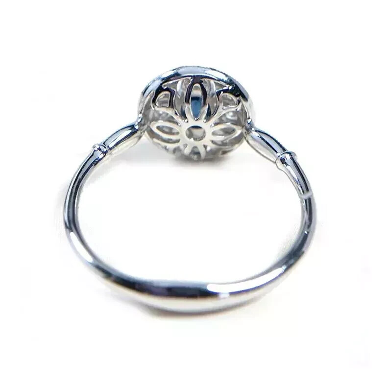 Art Deco Style Oval Sapphire Lab Created Diamond 14K White Gold FN Wedding Ring