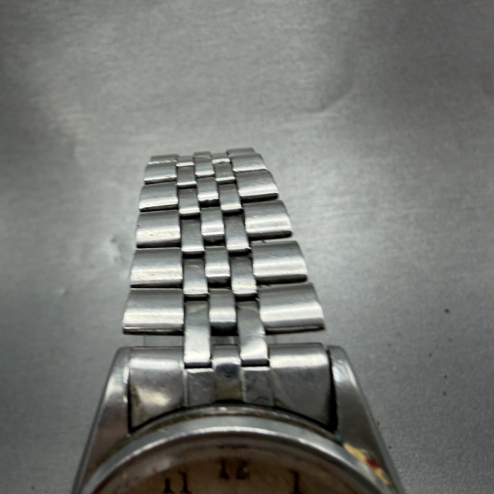 Seiko SQ Watch Men 35mm Silver Dial Silver Tone Daydate Round 7456-8399 PARTS