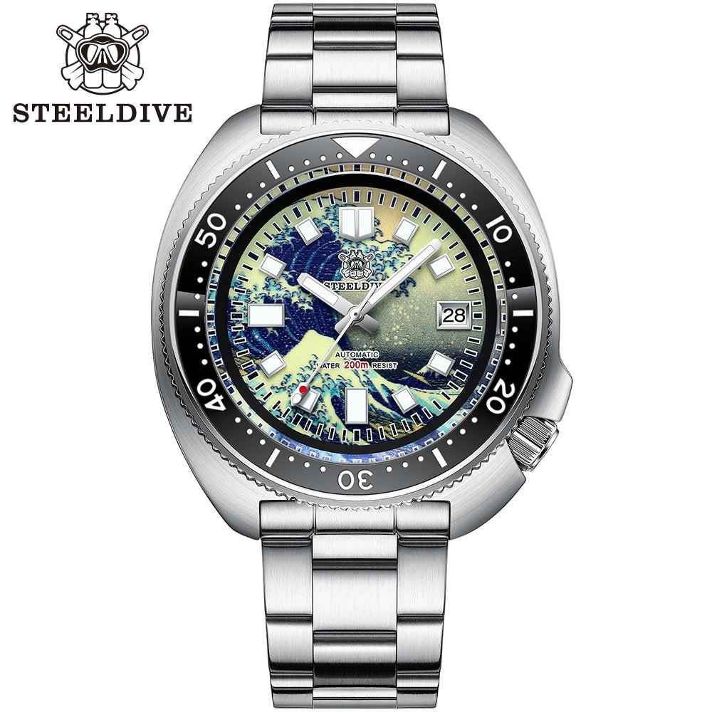 STEELDIVE SD1970J Mens 43.8mm 200M Automatic Dive Watch NH35 Sapphire Steel