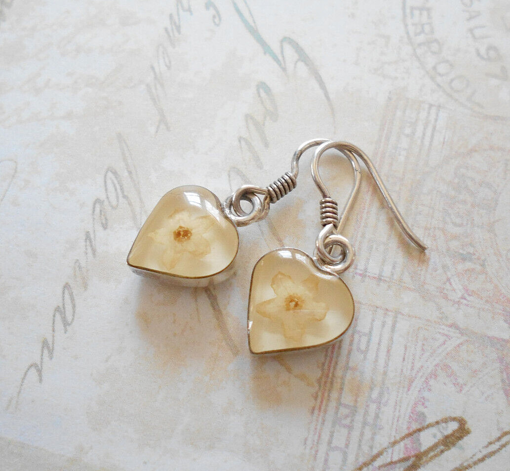 Charming Sterling Silver Dried Flowers in Resin Earrings 30Z50-8