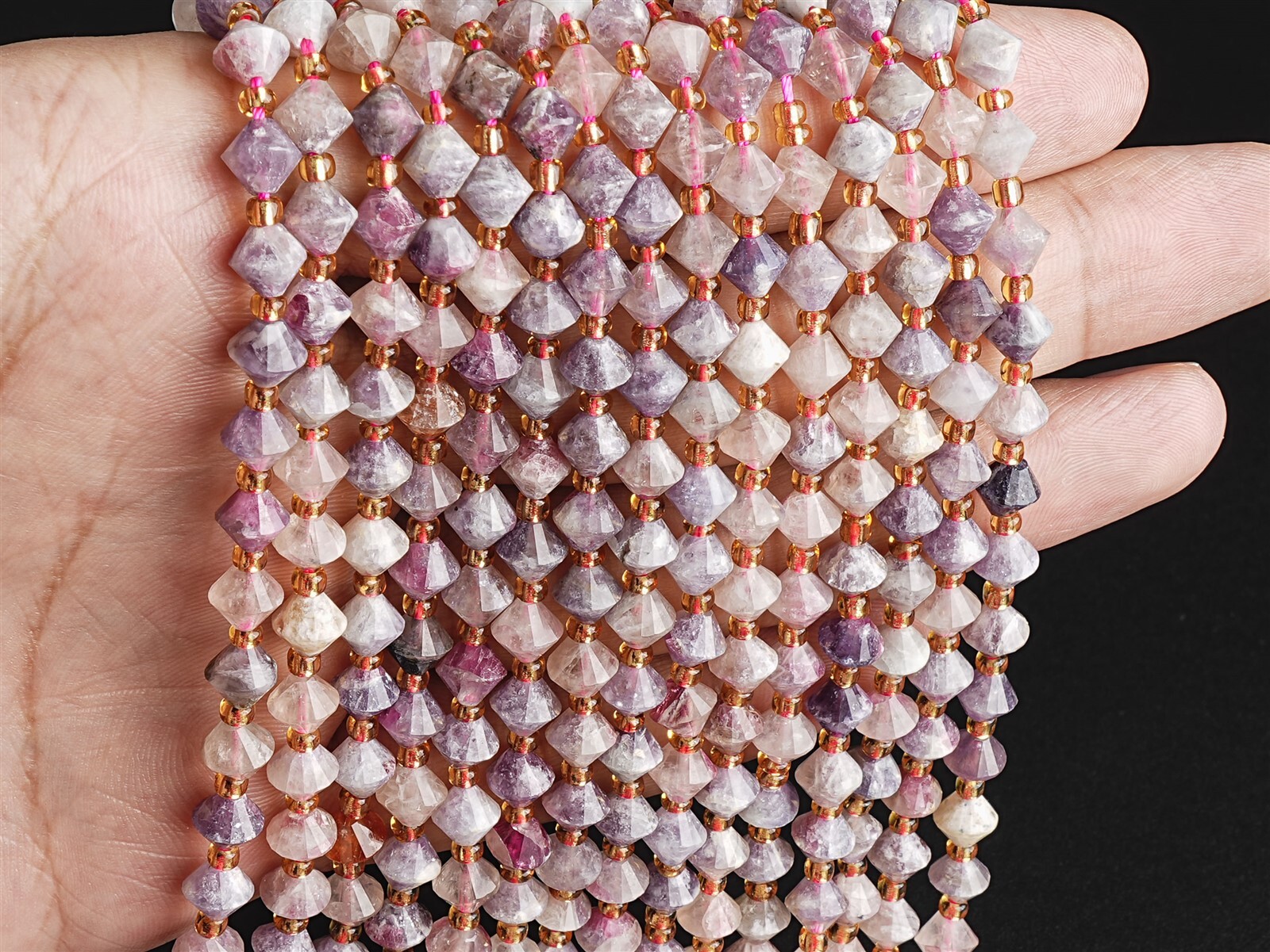 6MM Natural Multicolor Cherry Blossom Agate Beads AA Bicone Faceted Loose Beads