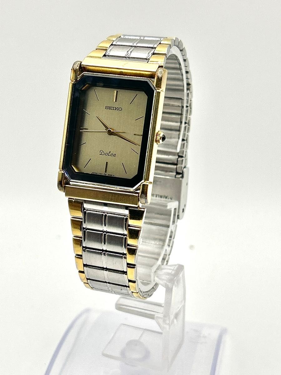SEIKO DOLCE 7741-5050 Men’s Quartz Square Watch Working From Japan