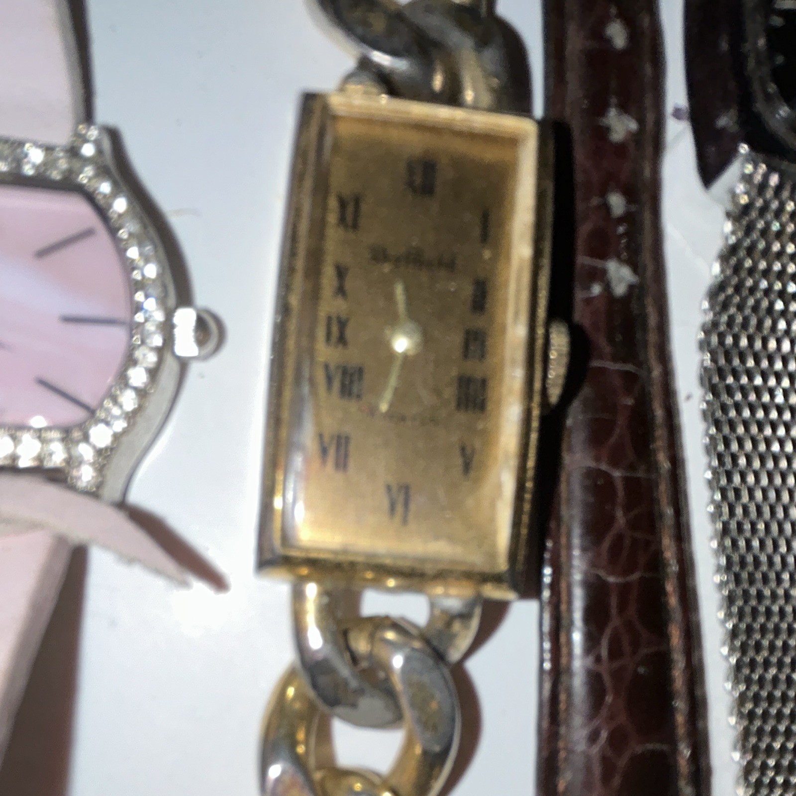 Women’s Quartz Analog Wristwatch Lot Mixed Bands Pink Orange Gold Silver